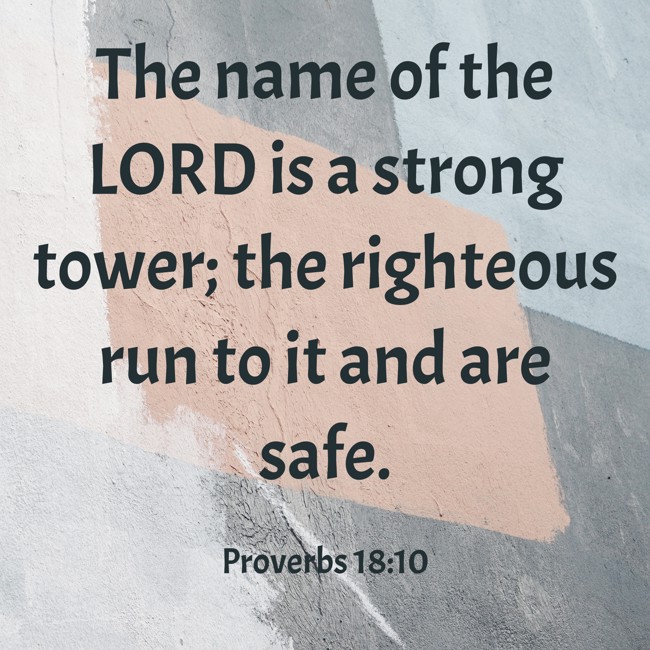 The name of the LORD is a strong tower; the righteous run to it and are safe. - Proverbs 18:10