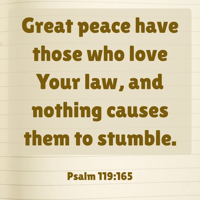 Great peace have those who love Your law, and nothing causes them to stumble. - Psalm 119:165