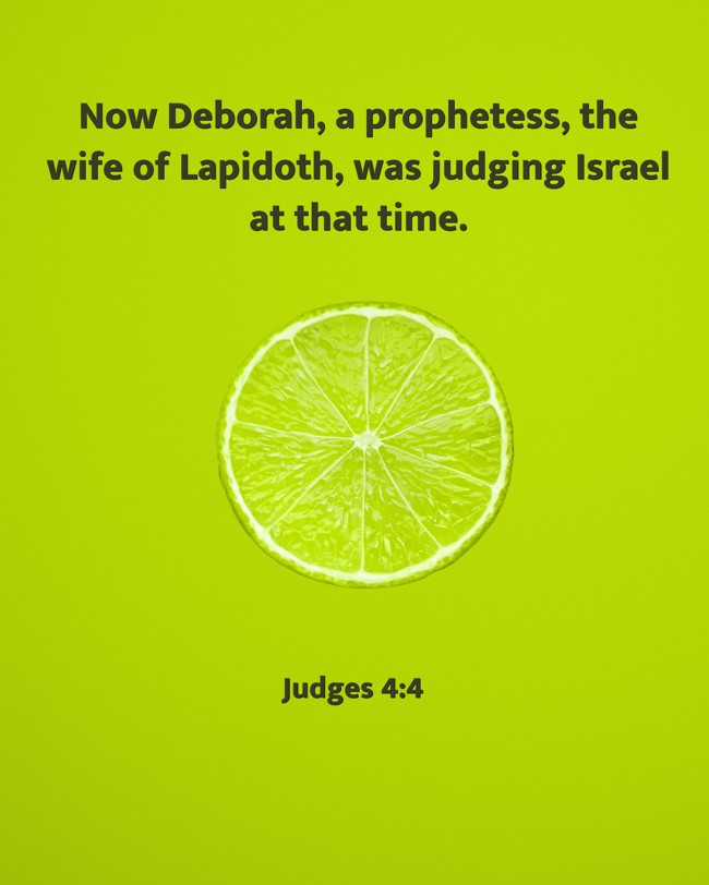 Now Deborah, a prophetess, the wife of Lapidoth, was judging Israel at that time. - Judges 4:4