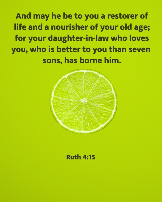 And may he be to you a restorer of life and a nourisher of your old age; for your daughter-in-law who loves you, who is better to you than seven sons, has borne him. - Ruth 4:15