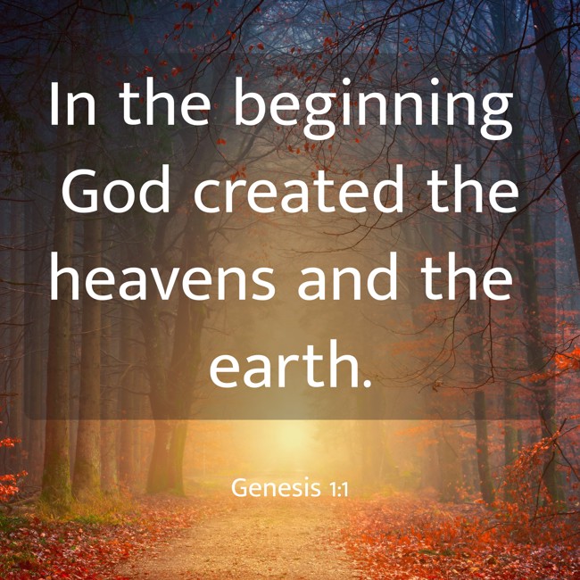 In the beginning God created the heavens and the earth. - Genesis 1:1
