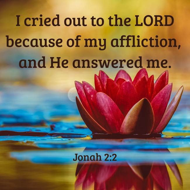 I cried out to the LORD because of my affliction, and He answered me. - Jonah 2:2