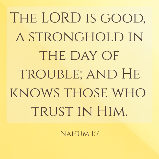 The LORD is good, a stronghold in the day of trouble; and He knows those who trust in Him. - Nahum 1:7