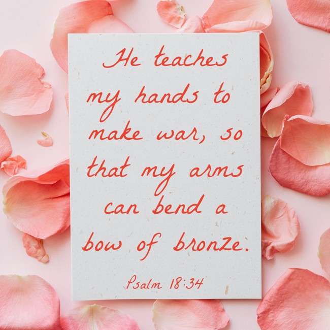 He teaches my hands to make war, so that my arms can bend a bow of bronze. - Psalm 18:34
