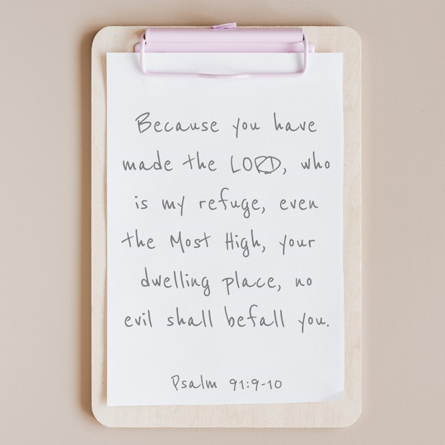 Because you have made the LORD, who is my refuge, even the Most High, your dwelling place, no evil shall befall you. - Psalm 91:9-10