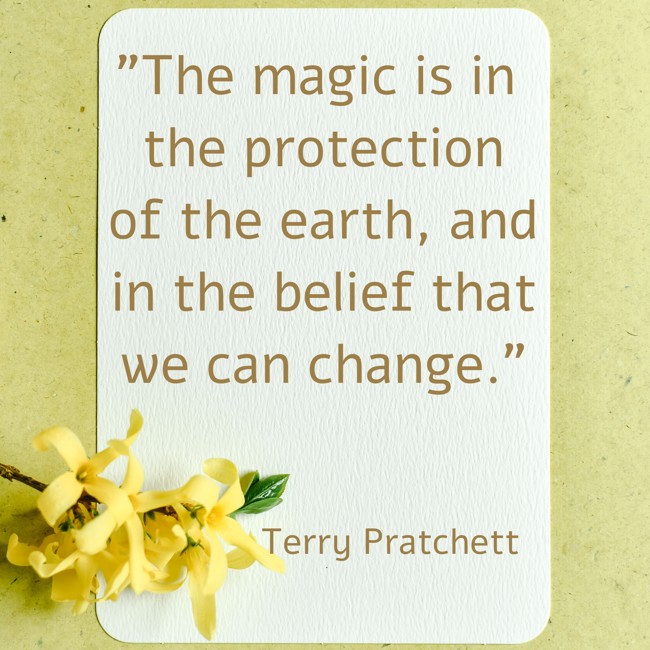 The magic is in the protection of the earth, and in the belief that we can change. - Terry Pratchett