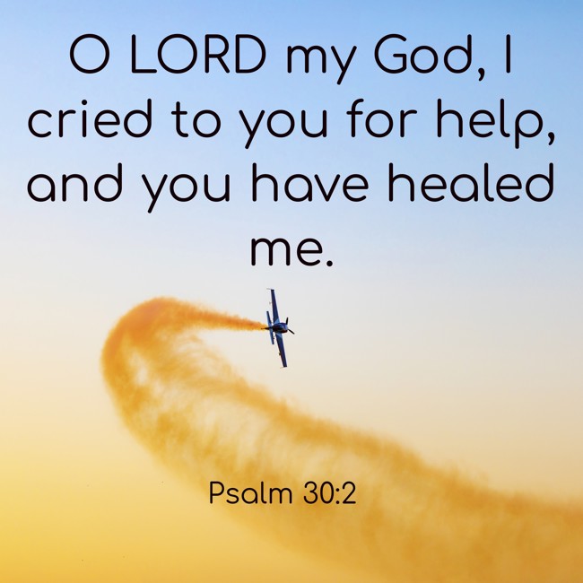 O LORD my God, I cried to you for help, and you have healed me. - Psalm 30:2