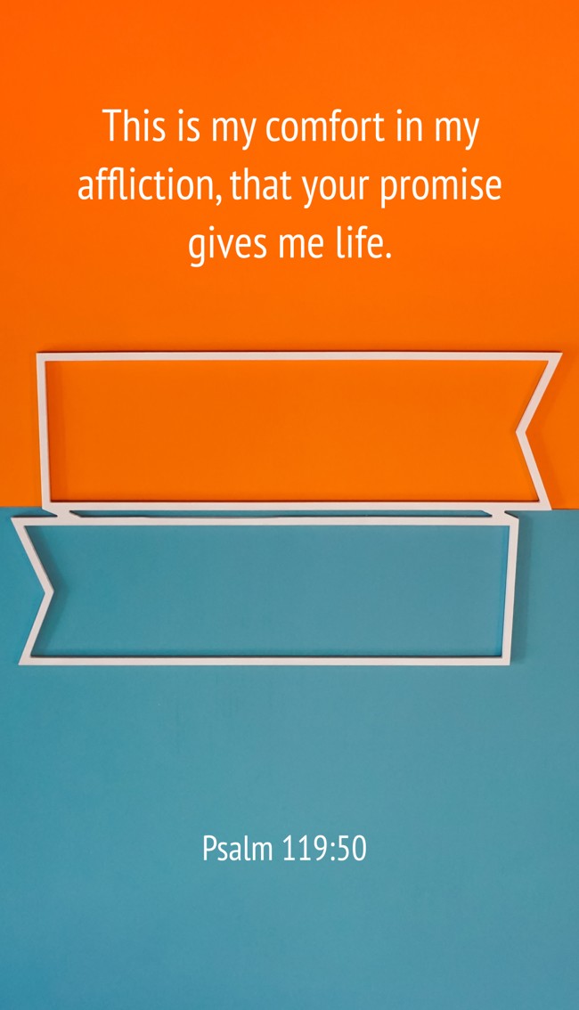 This is my comfort in my affliction, that your promise gives me life. - Psalm 119:50