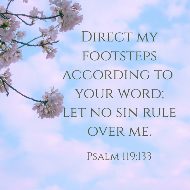 Direct my footsteps according to your word; let no sin rule over me. - Psalm 119:133
