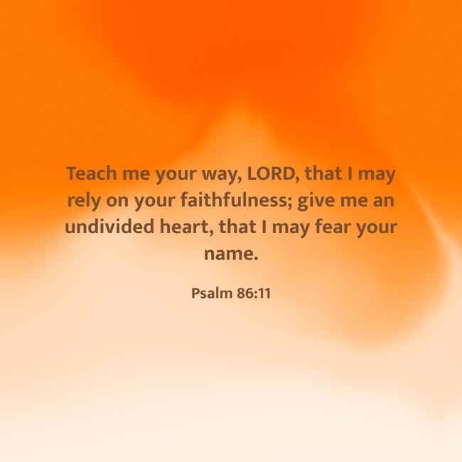 Teach me your way, LORD, that I may rely on your faithfulness; give me an undivided heart, that I may fear your name. - Psalm 86:11