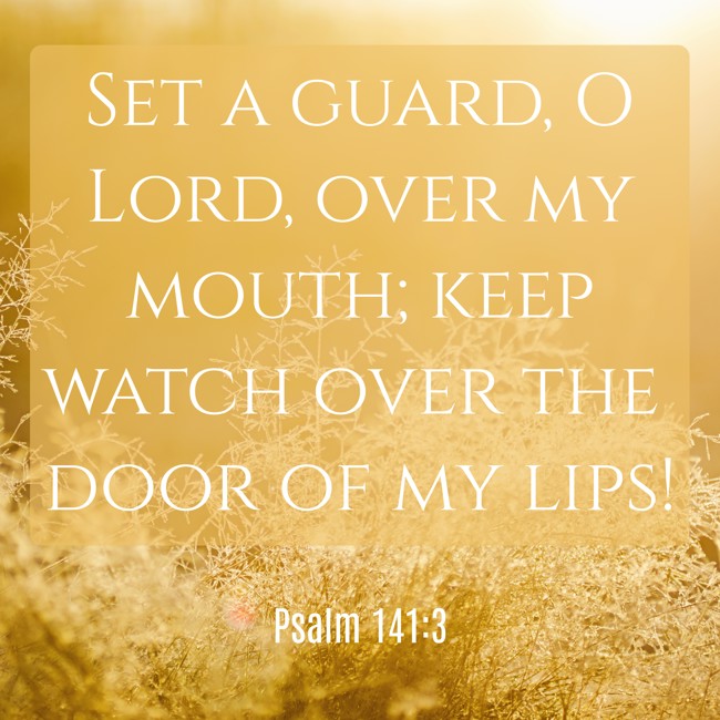 Set a guard, O Lord, over my mouth; keep watch over the door of my lips! - Psalm 141:3