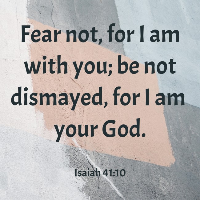 Fear not, for I am with you; be not dismayed, for I am your God. - Isaiah 41:10