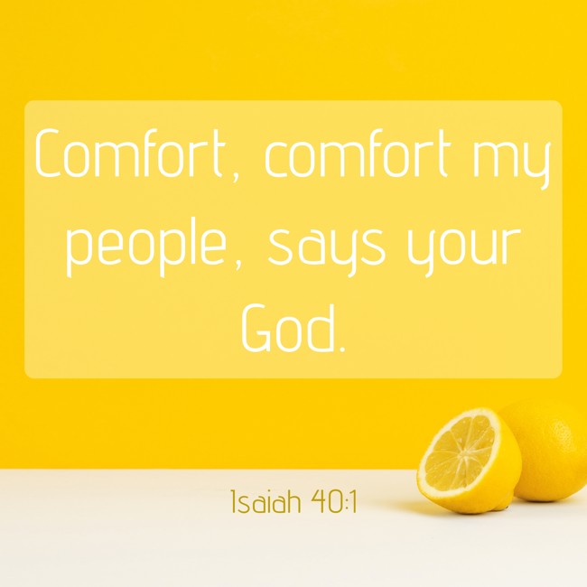 Comfort, comfort my people, says your God. - Isaiah 40:1