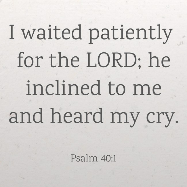 I waited patiently for the LORD; he inclined to me and heard my cry. - Psalm 40:1