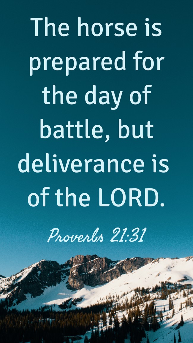 The horse is prepared for the day of battle, but deliverance is of the LORD. - Proverbs 21:31