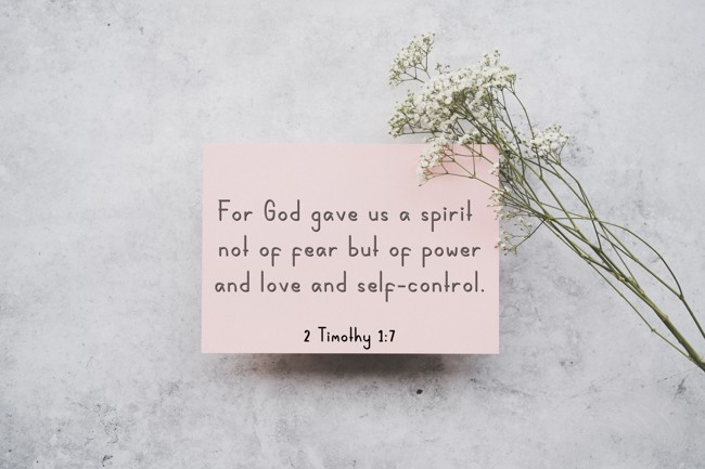 For God gave us a spirit not of fear but of power and love and self-control. - 2 Timothy 1:7