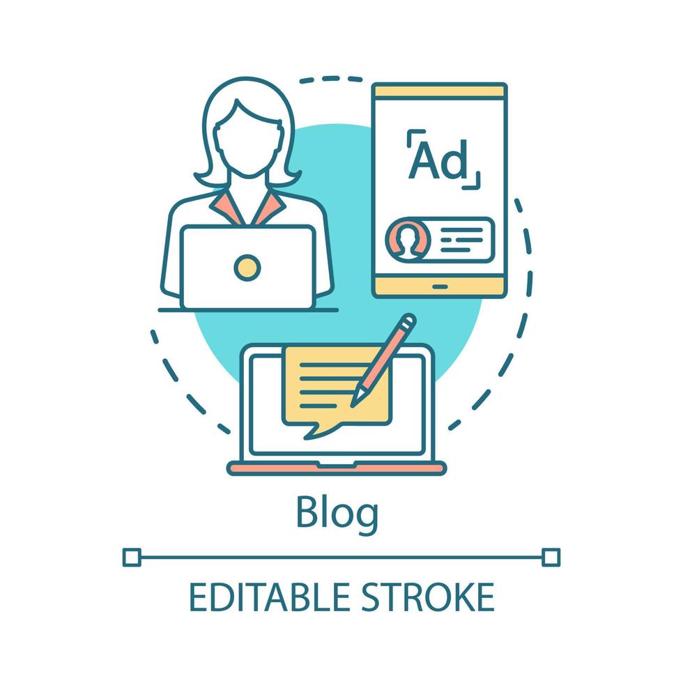 Blog concept icon Channels for SEO idea thin line illustration 