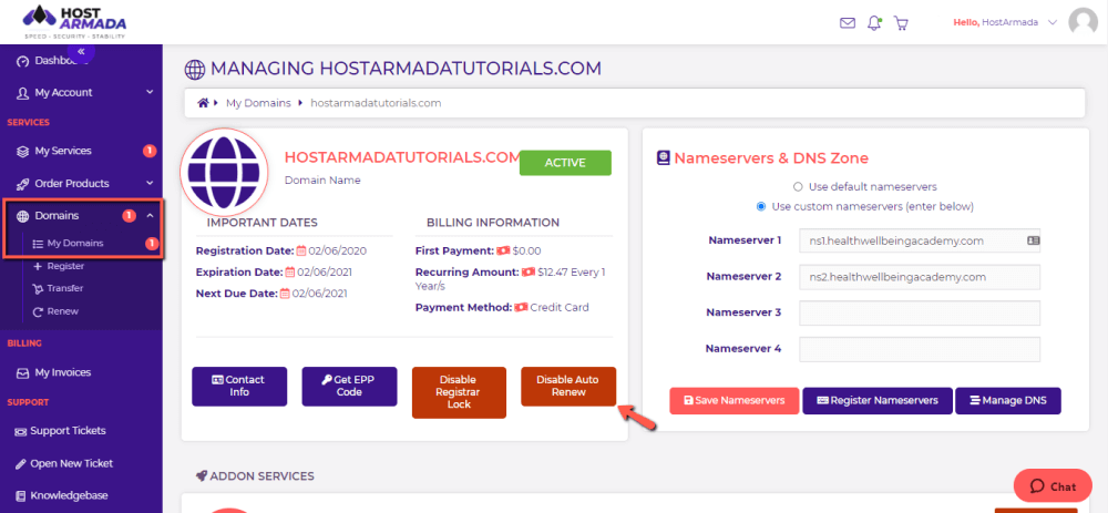 Can I turn onoff the automatic renewal of services