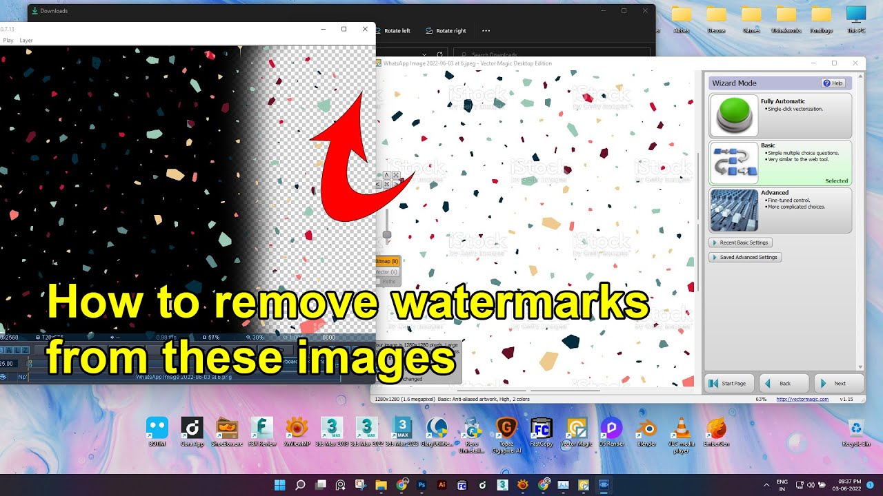 How to remove watermarks from Shutterstock textures and make vectors 