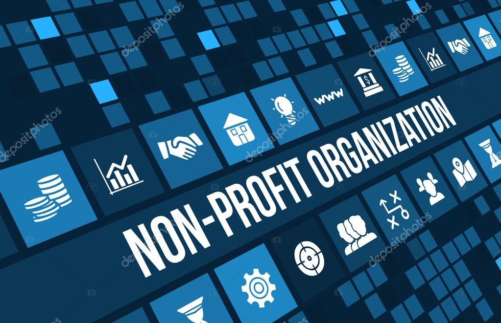 Nonprofit organization concept image with business icons and copyspace 