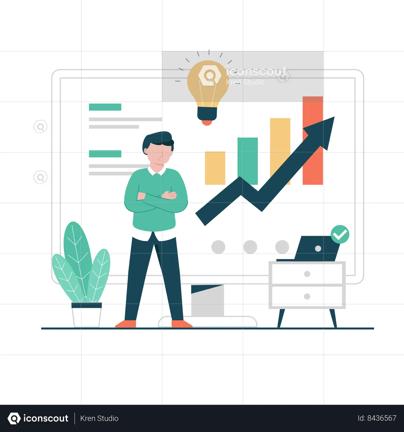 Sales Increase Animated Illustration download in JSON LOTTIE or MP4 format