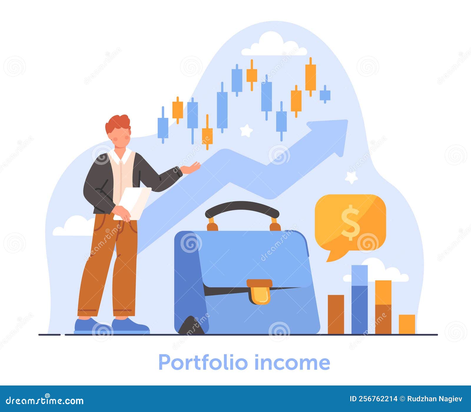 Portfolio income concept stock vector Illustration of flat 256762214