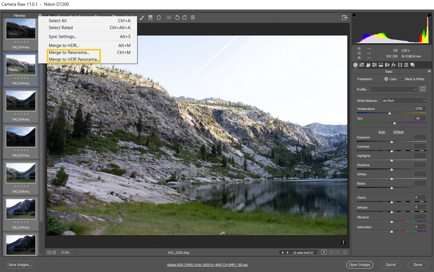 Create panoramas in Adobe Camera Raw