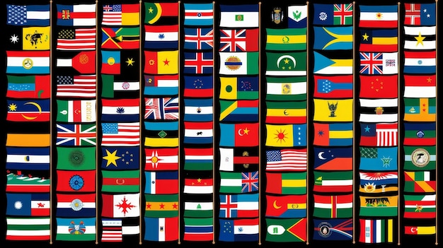 Wide selection of national flags from various countries for sale on 