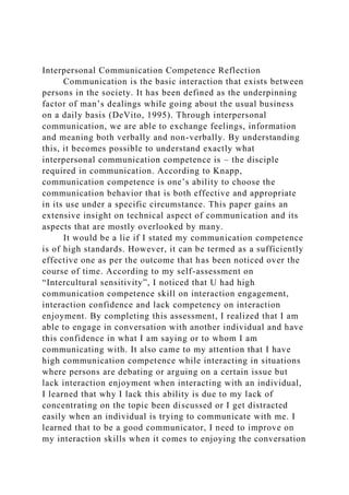 Interpersonal Communication Competence ReflectionCommunication docx