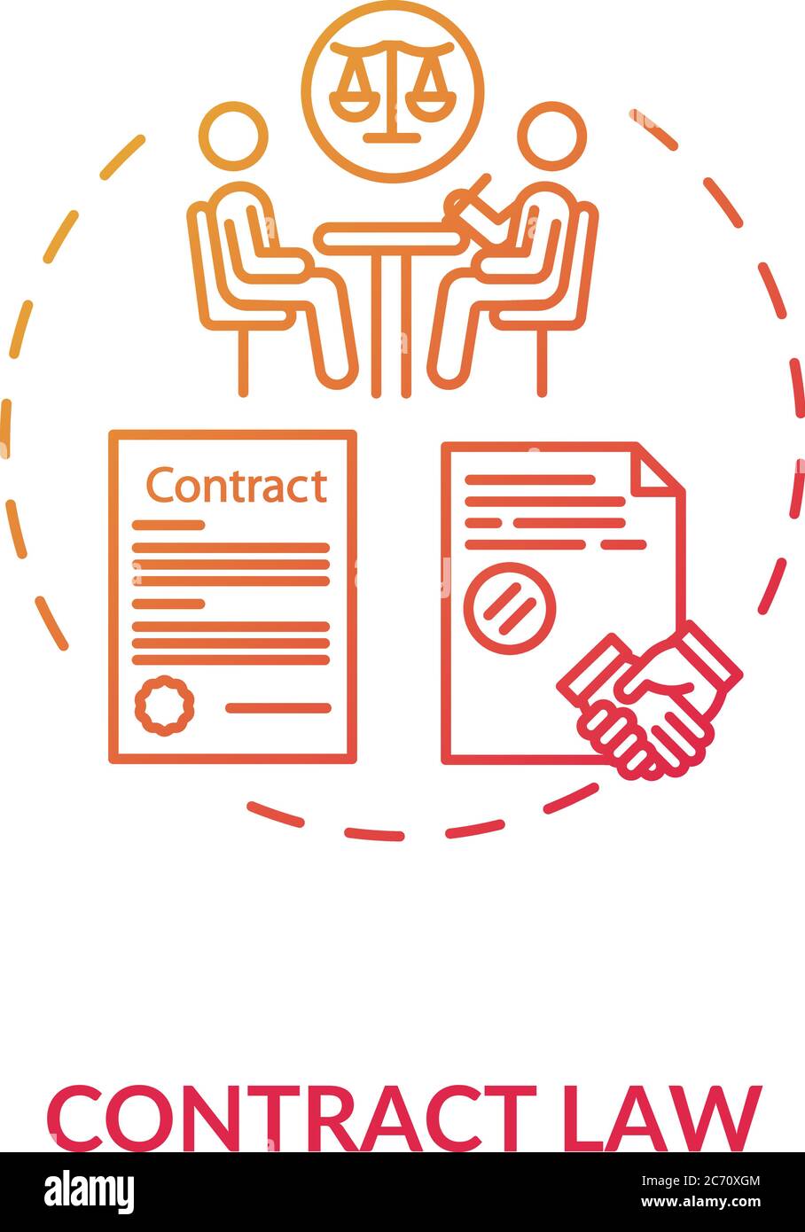 Contract law concept icon Official paper signing Notary service 