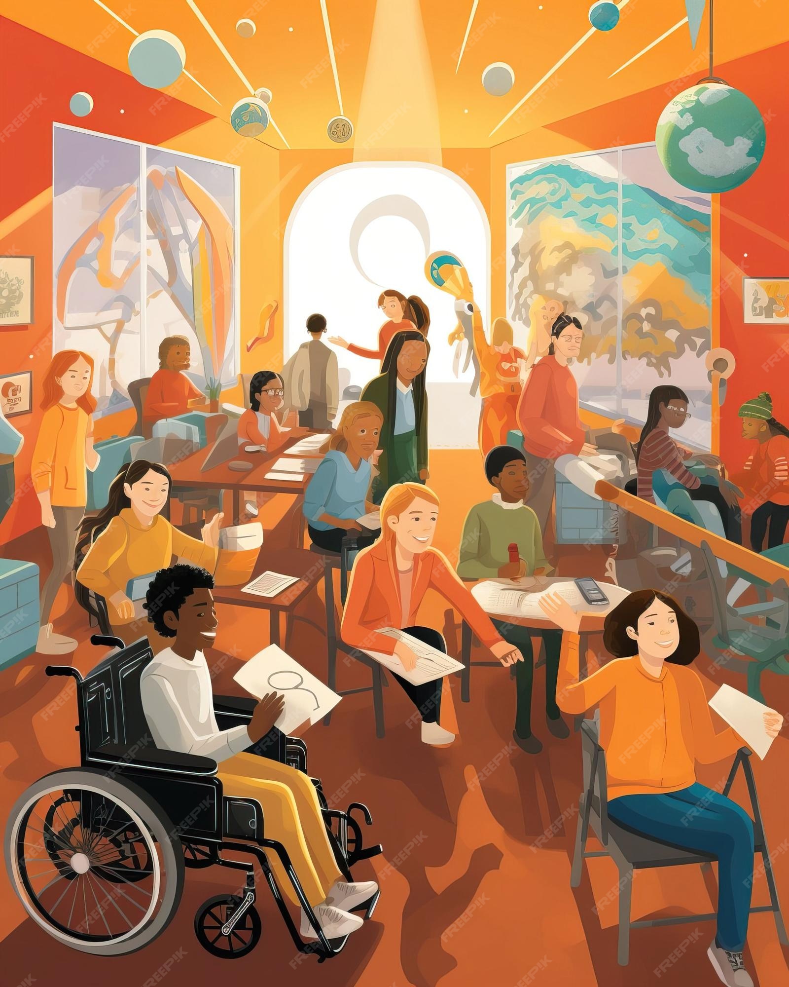 Premium AI Image An inclusive classroom with students of diverse 