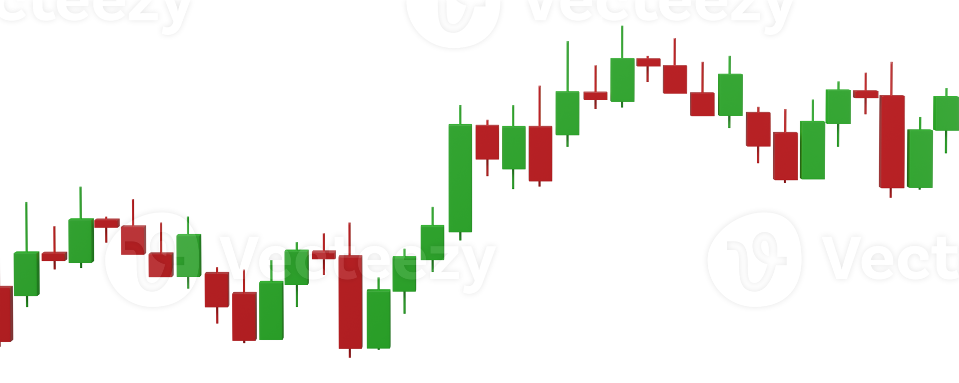 3D Growth stock diagram financial graph isolated on transparent 