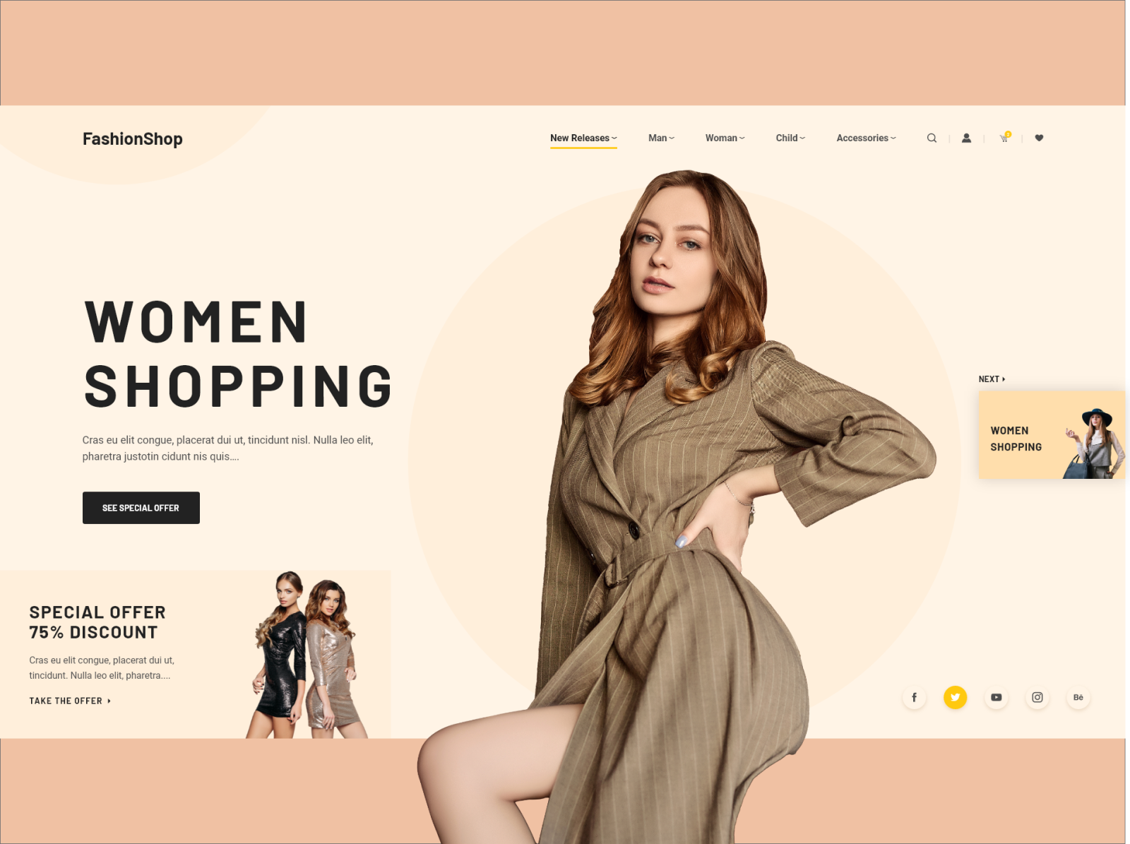 Fashion eCommerce Shop Ecommerce shop Ecommerce template Header design