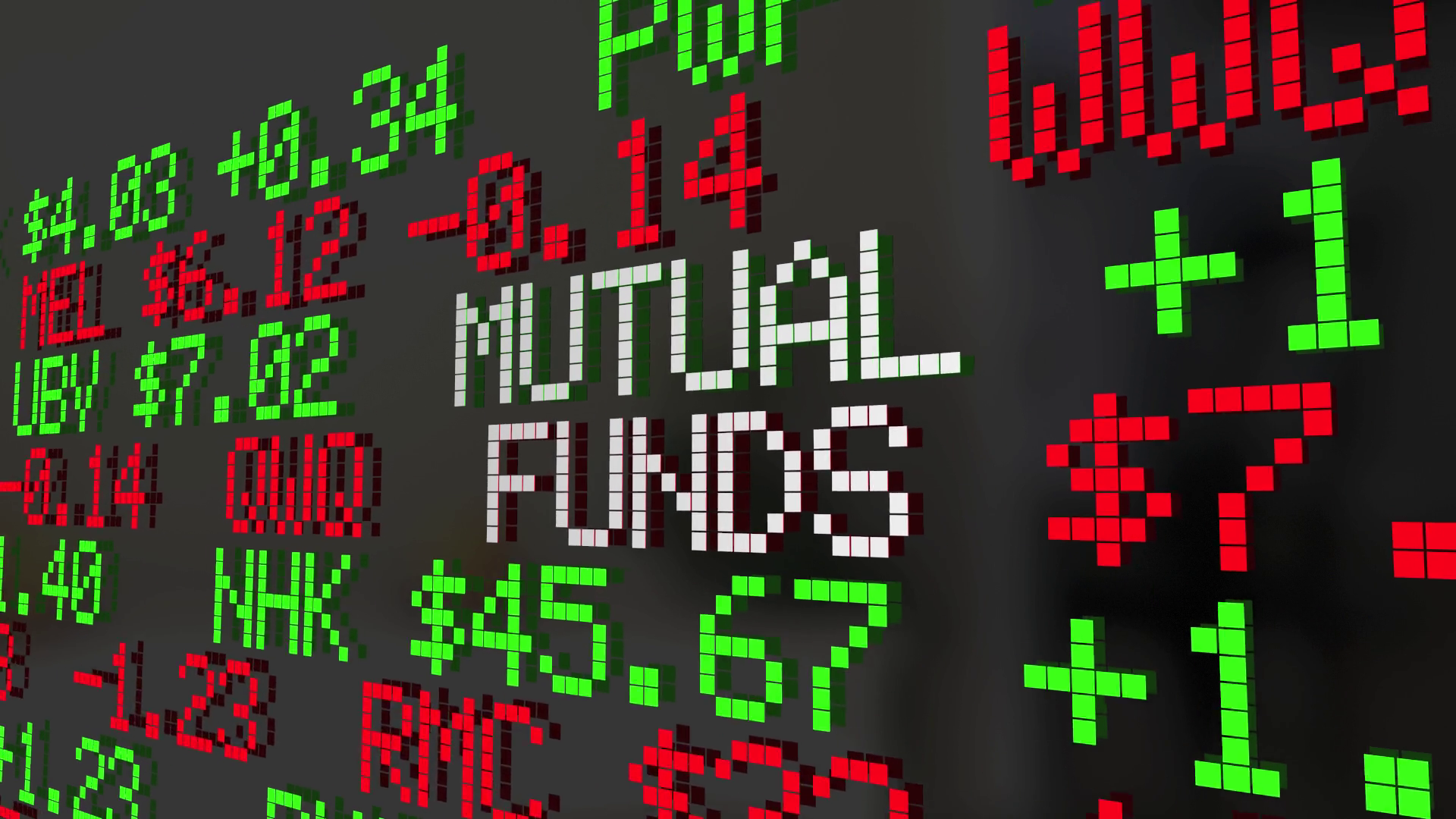 Mutual Funds Stock Tickers Scrolling Investment Options 3 D Animation 