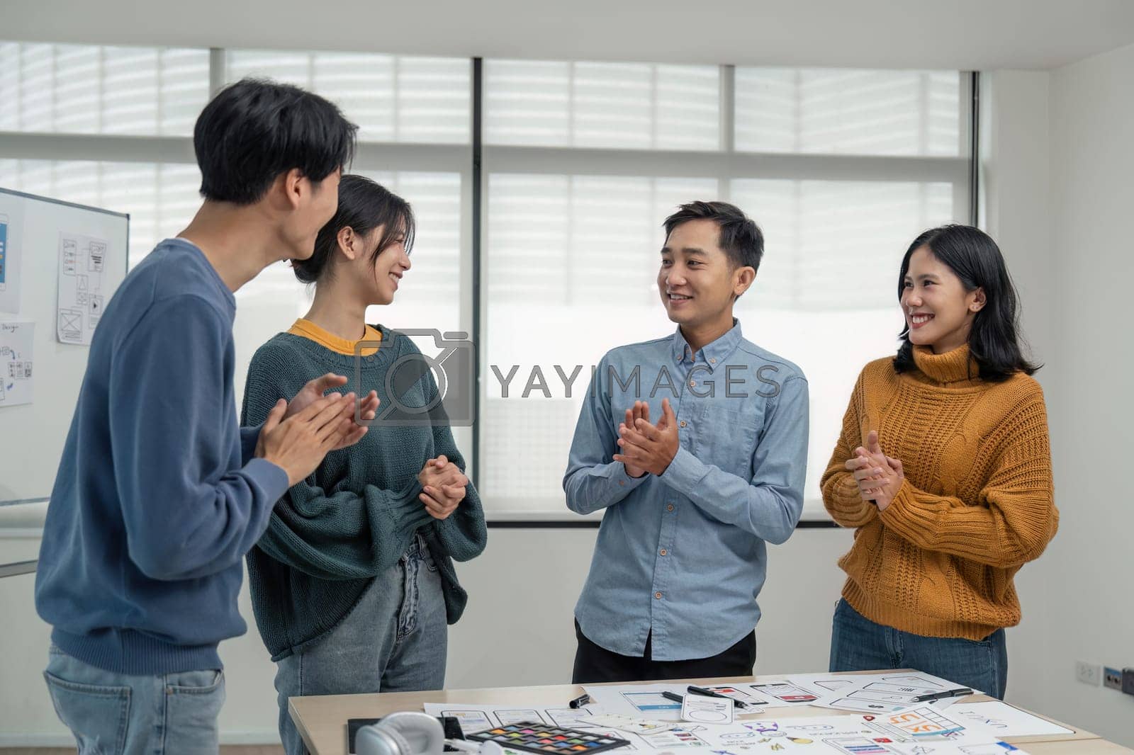 Successful Web developer team Group of young modern people in casual 