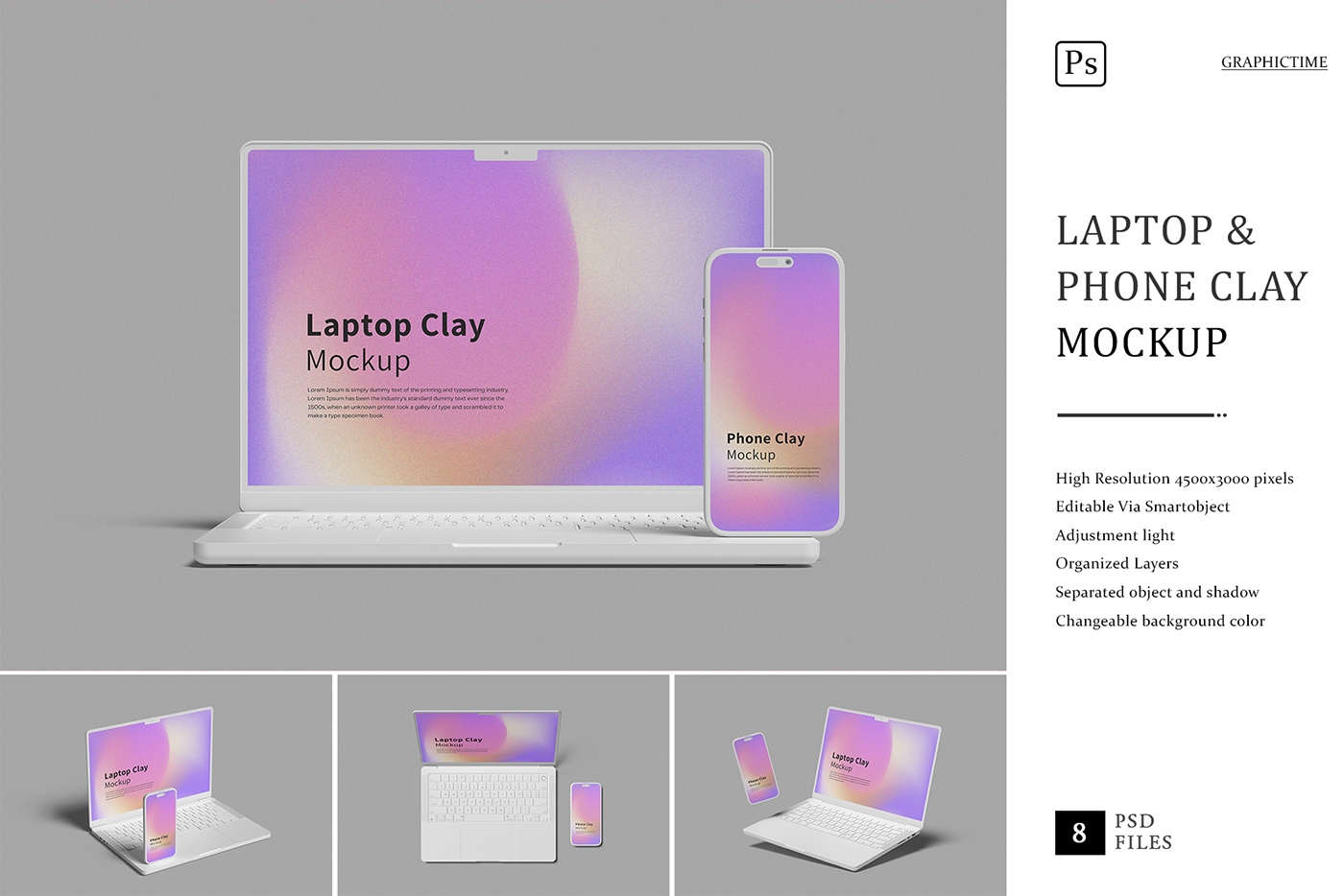 Laptop Phone Clay Mockup Behance