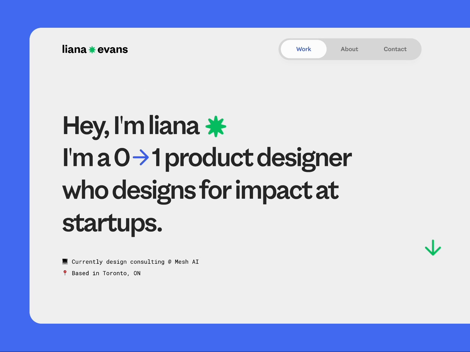 Product design portfolio homepage animation by Liana Evans on Dribbble