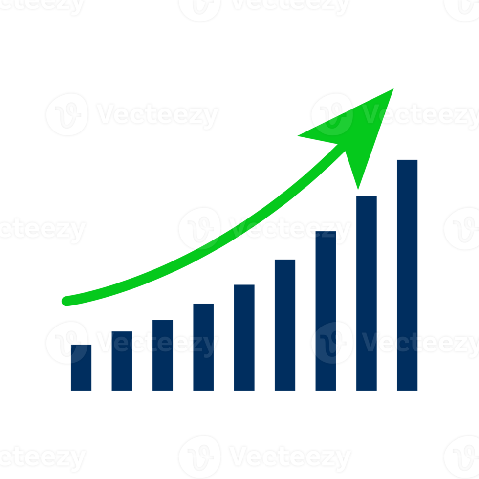 Increasing stocks icon growing graph bar chart 19045386 PNG