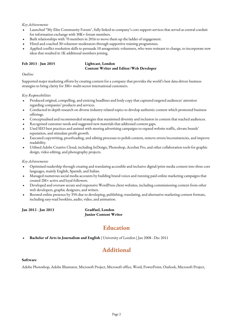 Content Moderator CV example guide Land top jobs