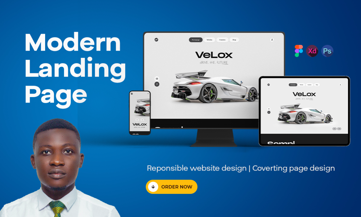 I will design a modern and converting landing page, website design