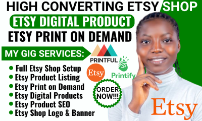 I will setup Etsy digital products, Etsy SEO for digital product shop, print on demand