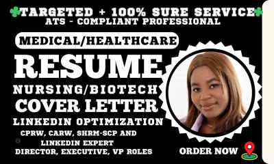 I will craft ats medical resume healthcare nursing doctor resume writing cover letter