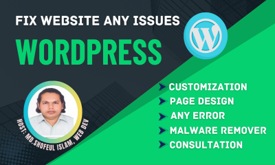 I will fix WordPress website any issues, bugs, and customization