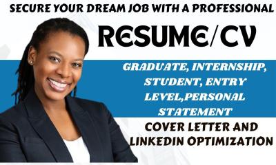 I will create student resume, internship, college graduate CV for entry level jobseeker