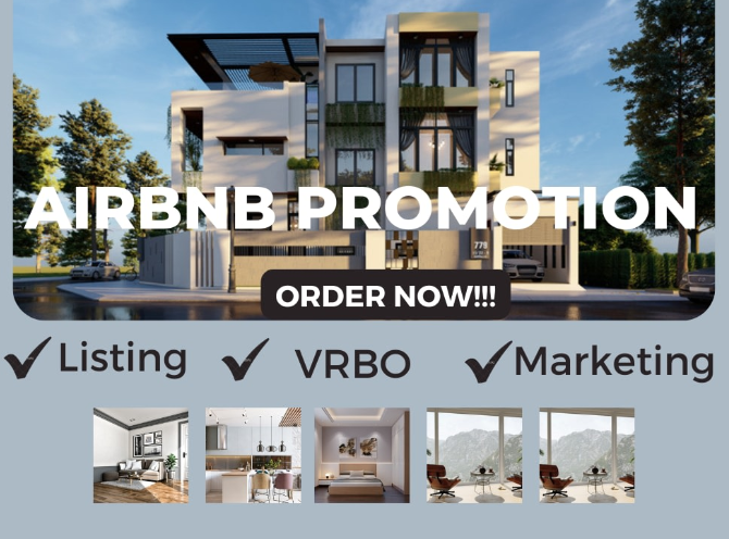I will do airbnb promotion, airbnb listing, airbnb marketing booking, booking vrbo