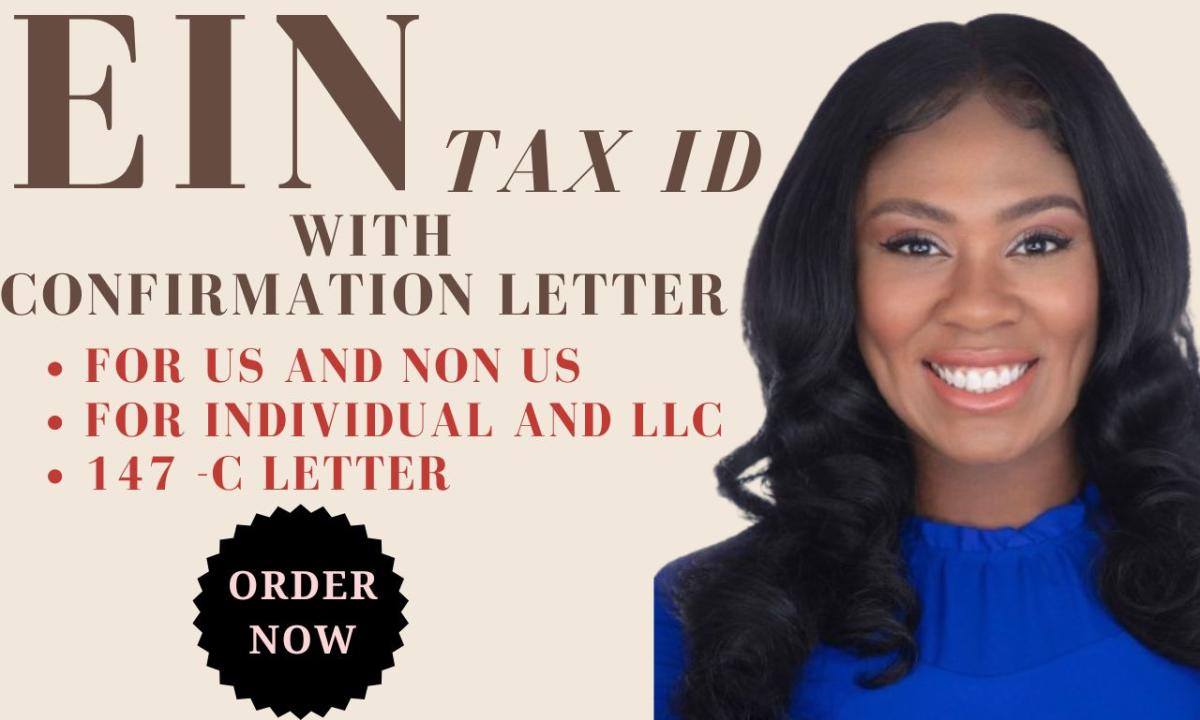 I will get your ein number tax id ein number with llc confirmation letter from irs usa