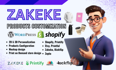 I will do print on demand product customization in zakeke, kickflip, zepto, teeinblue