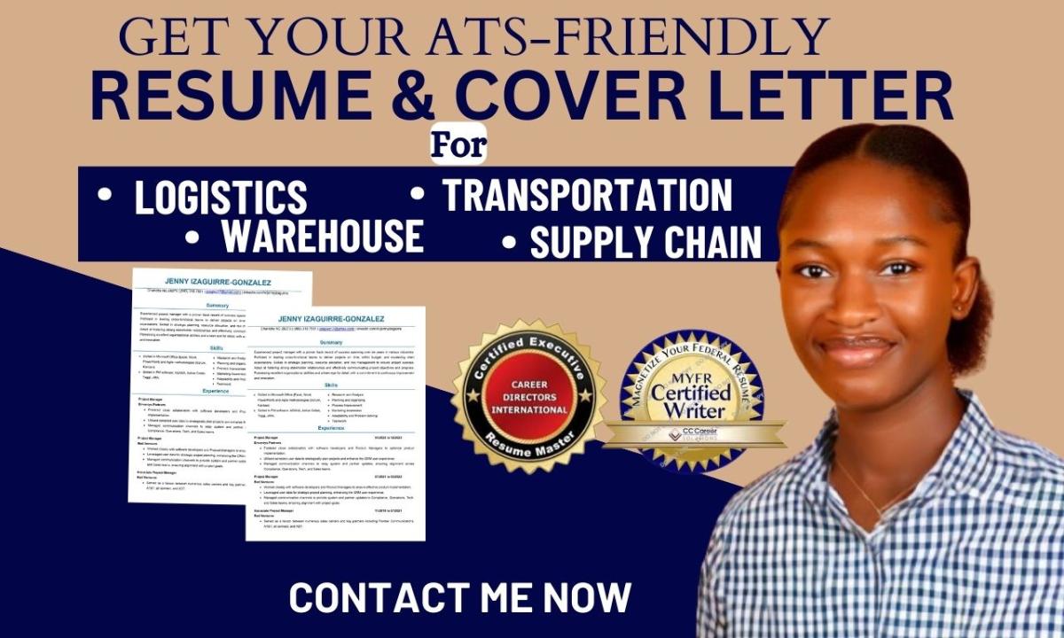 I will write transportation, logistics, warehouse, procurement, and supply chain resume