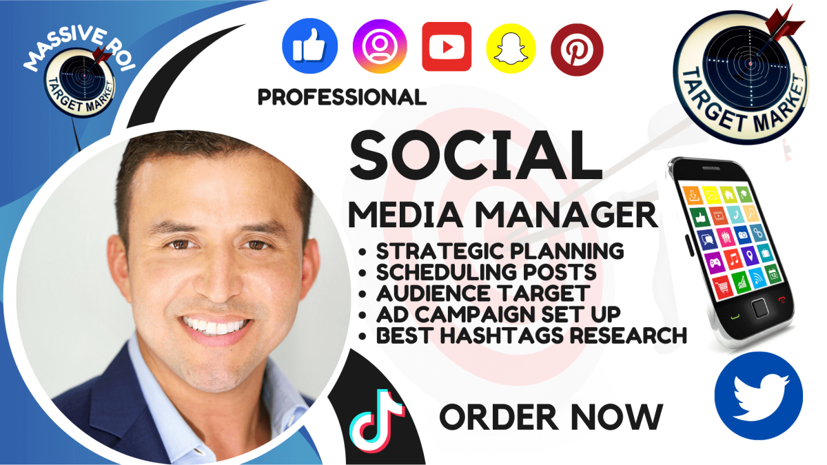 I will be a meticulous social media marketing content manager facebook ad tiktok video