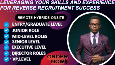 I will expertly assist with job search, applications, remote job and reverse recruiter